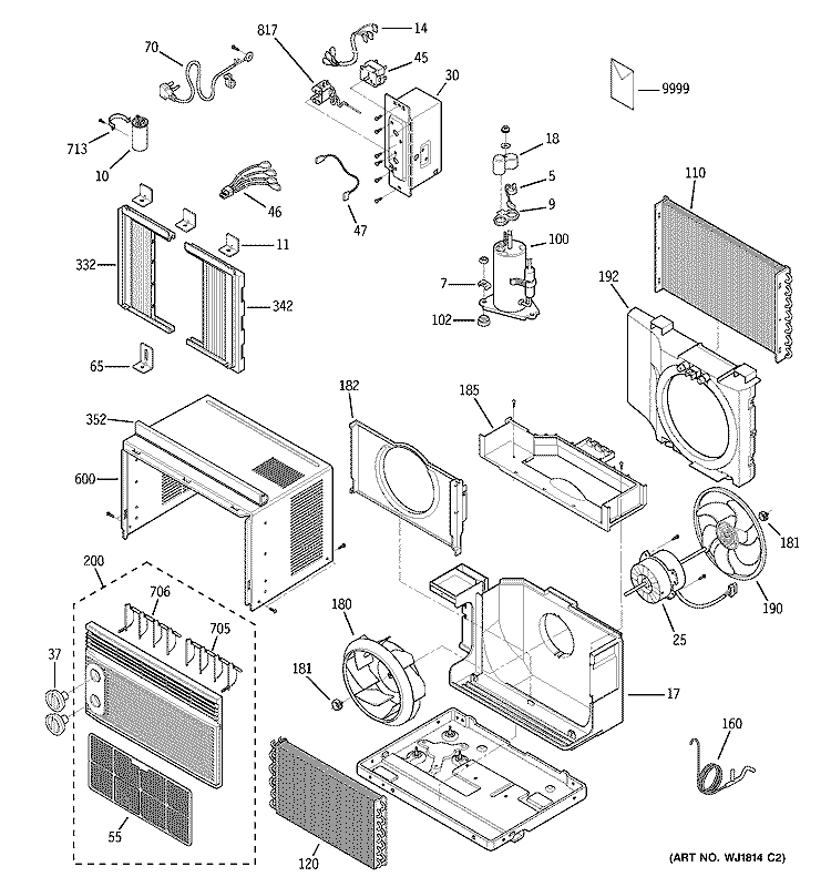 ROOM AIR CONDITIONER Diagram and Parts List for AGN05LCG1  General Electric Air Conditioner