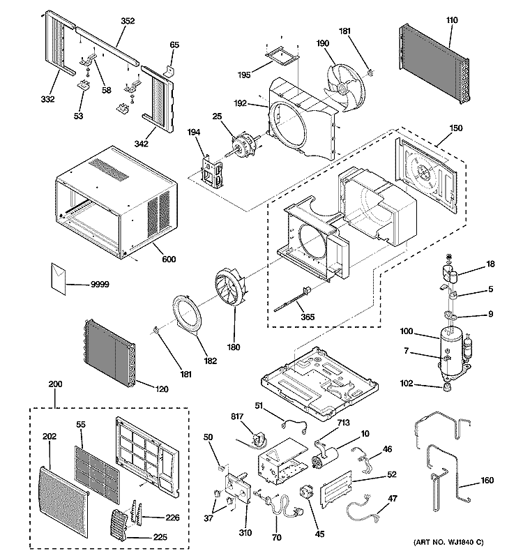 ROOM AIR CONDITIONER Diagram and Parts List for AGN12ADG1  General Electric Air Conditioner