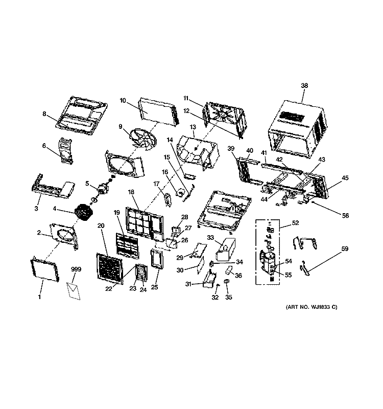 ROOM AIR CONDITIONER Diagram and Parts List for AKL08FAM1  General Electric Air Conditioner