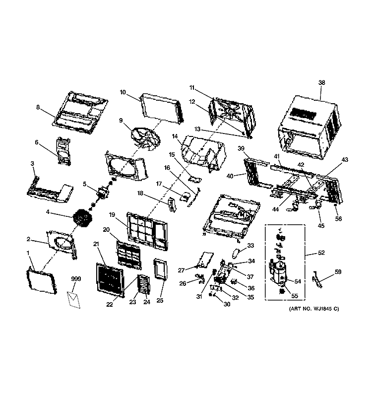 ROOM AIR CONDITIONER Diagram and Parts List for AKV08FBM1  General Electric Air Conditioner