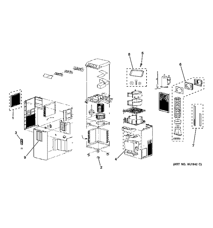 ROOM AIR CONDITIONER Diagram and Parts List for APK07AAT1  General Electric Air Conditioner