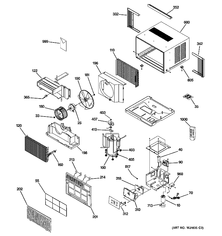 ROOM AIR CONDITIONER Diagram and Parts List for ASM08FCS1  General Electric Air Conditioner