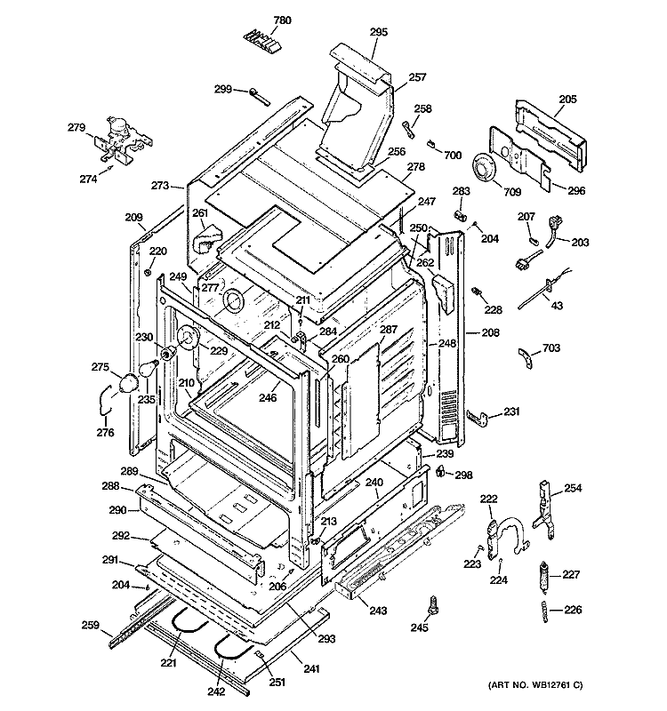 BODY PARTS Diagram and Parts List for JGB905SEF1SS  General Electric Range