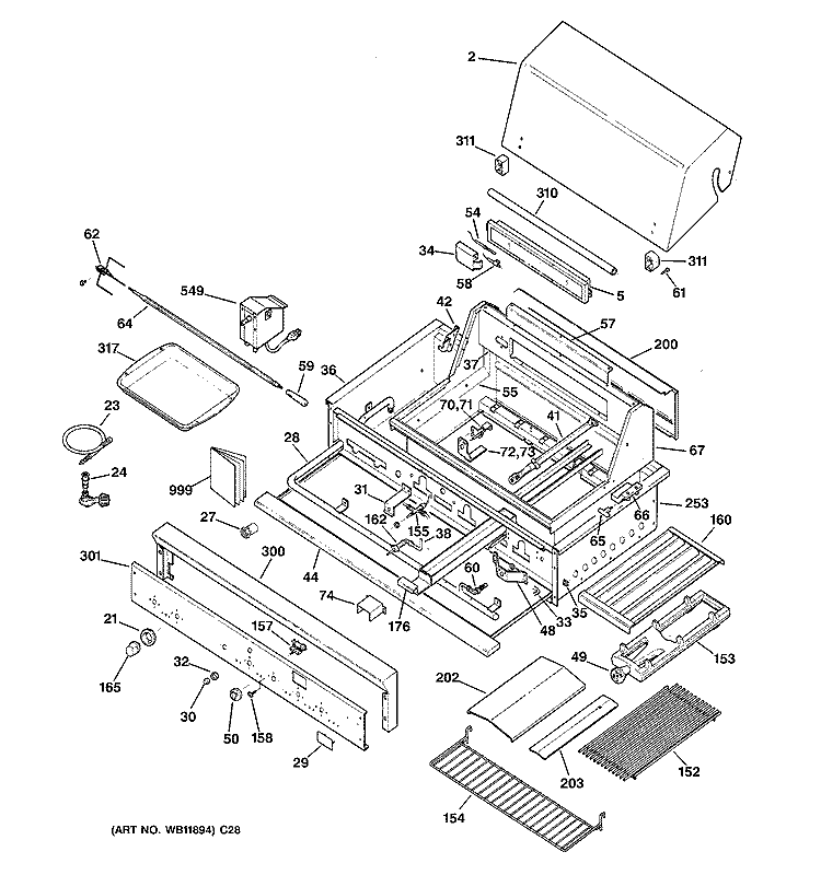 GAS GRILL PARTS Diagram and Parts List for ZGG48L42C2SS  General Electric Grill