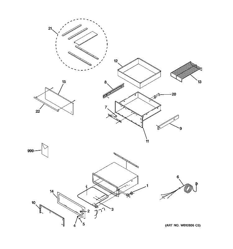 WARMER DRAWER Diagram and Parts List for JKD910SB3SS  General Electric Warming Drawer