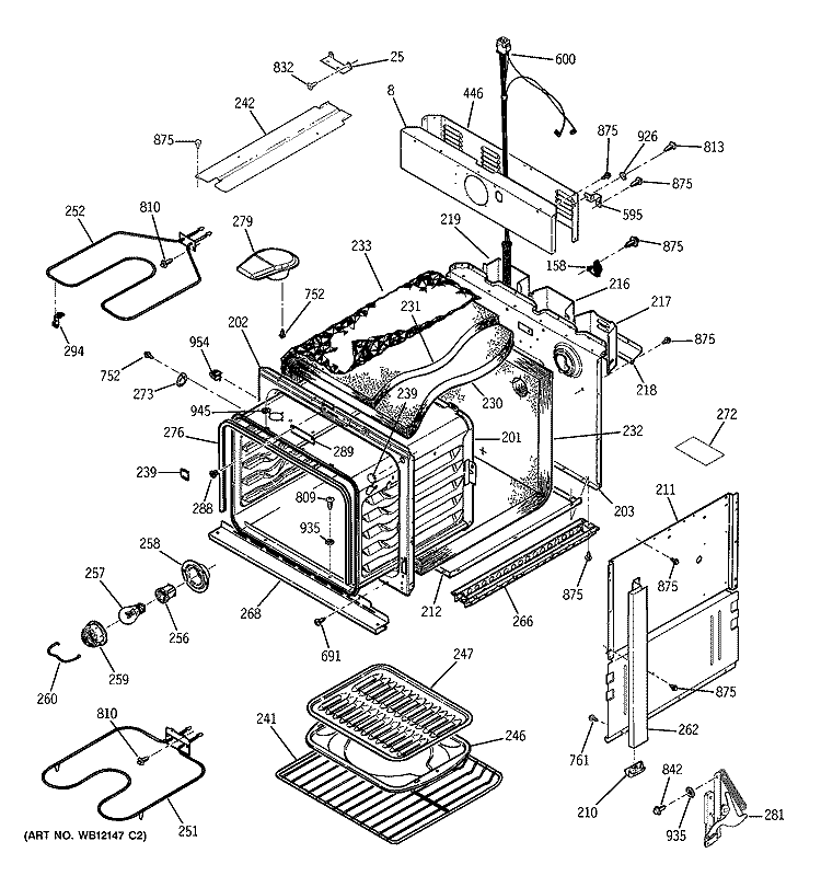 BODY PARTS Diagram and Parts List for JMS08BD2CT  General Electric Range