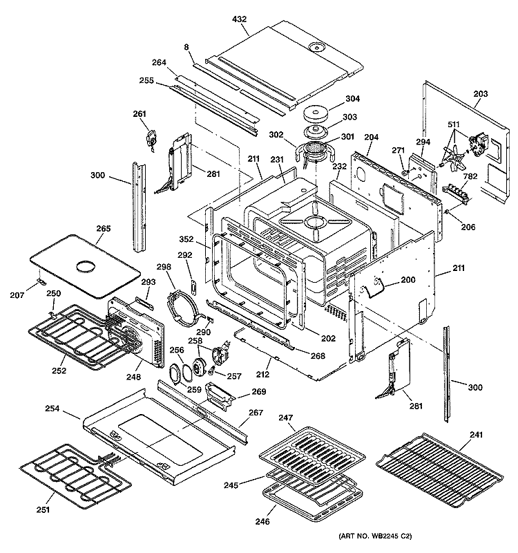 BODY PARTS Diagram and Parts List for ZET837SYSS  General Electric Wall Oven