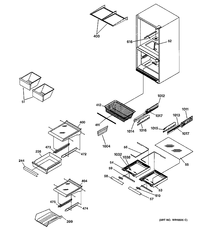 SHELVING ASSEMBLIES Diagram and Parts List for PDS21SBMABS  General Electric Refrigerator