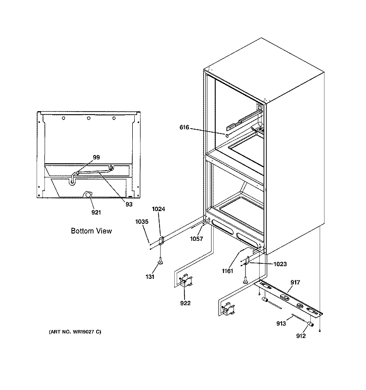 INSULATOR & ROLLER ASSEMBLY Diagram and Parts List for PDS21SBMABS  General Electric Refrigerator