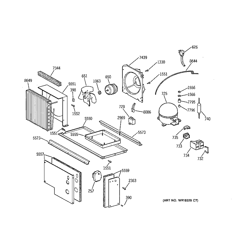 UNIT PARTS Diagram and Parts List for ZISS36NCASS  General Electric Refrigerator