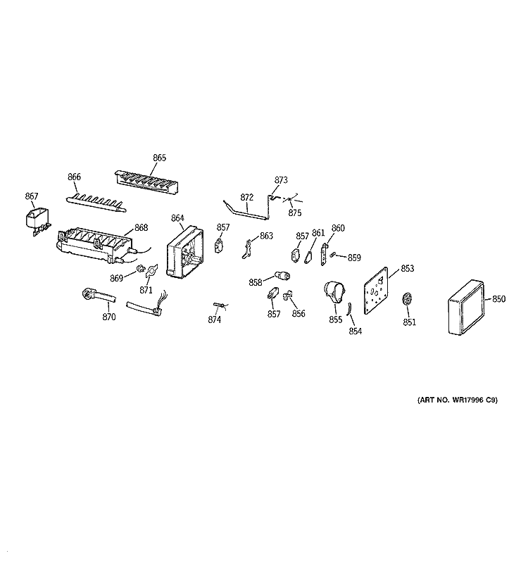 ICE MAKER Diagram and Parts List for ZISS36NCASS  General Electric Refrigerator