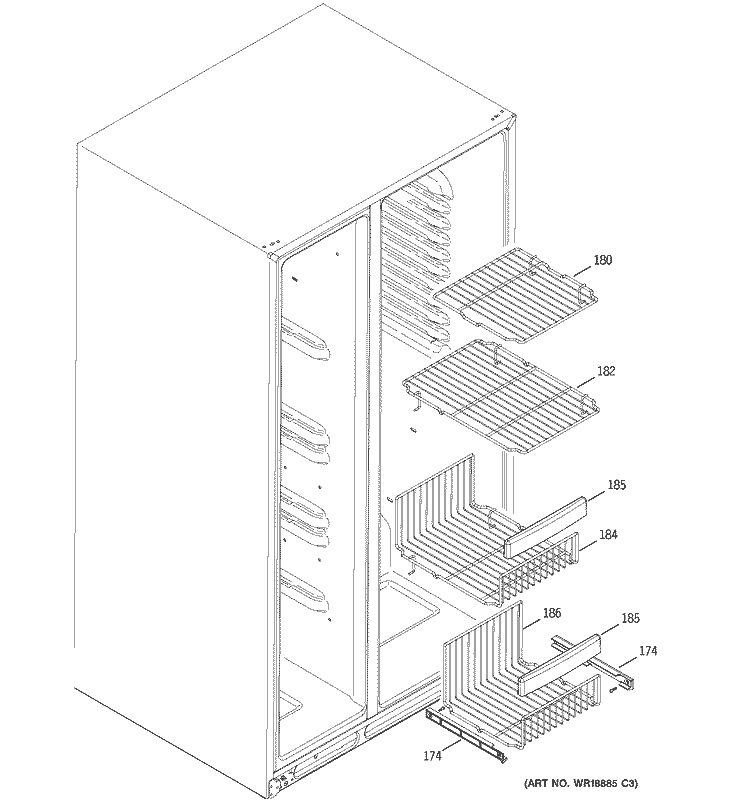 FREEZER SHELVES Diagram and Parts List for GSS25LGPABB  General Electric Refrigerator