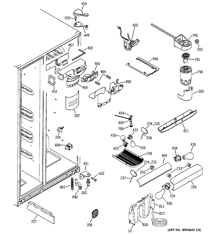 FRESH FOOD SECTION Diagram and Parts List for GSS25LGPABB  General Electric Refrigerator