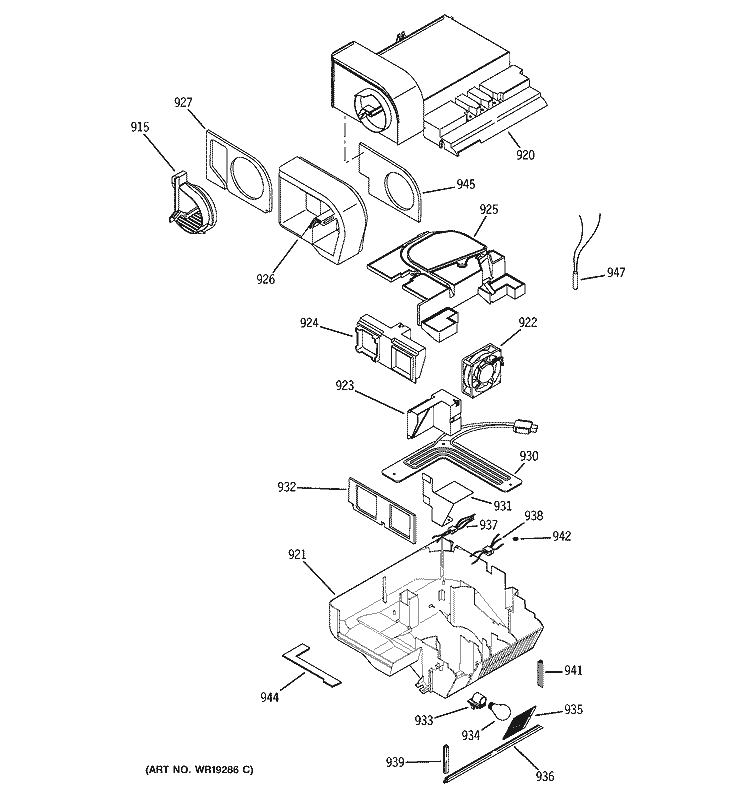 CUSTOM COOL Diagram and Parts List for PSH23NGPAWW  General Electric Refrigerator