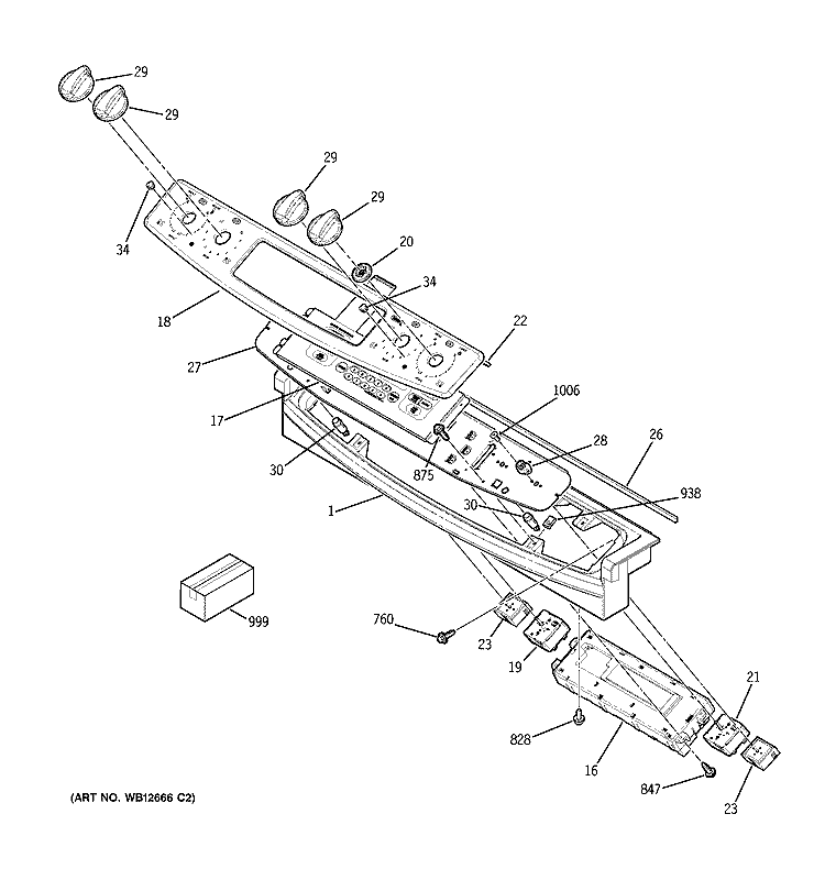 CONTROL PANEL Diagram and Parts List for JSP57CF2CC  General Electric Range