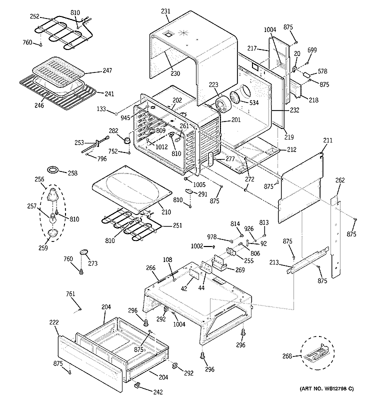BODY PARTS Diagram and Parts List for JSP57CF2CC  General Electric Range
