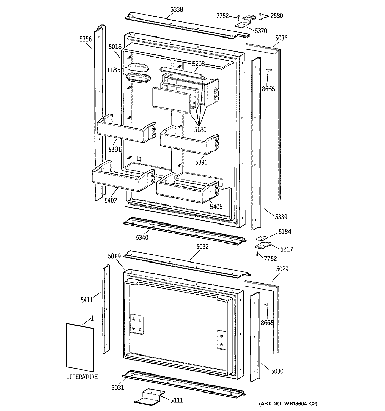 DOORS Diagram and Parts List for ZIC36NABLH  General Electric Refrigerator