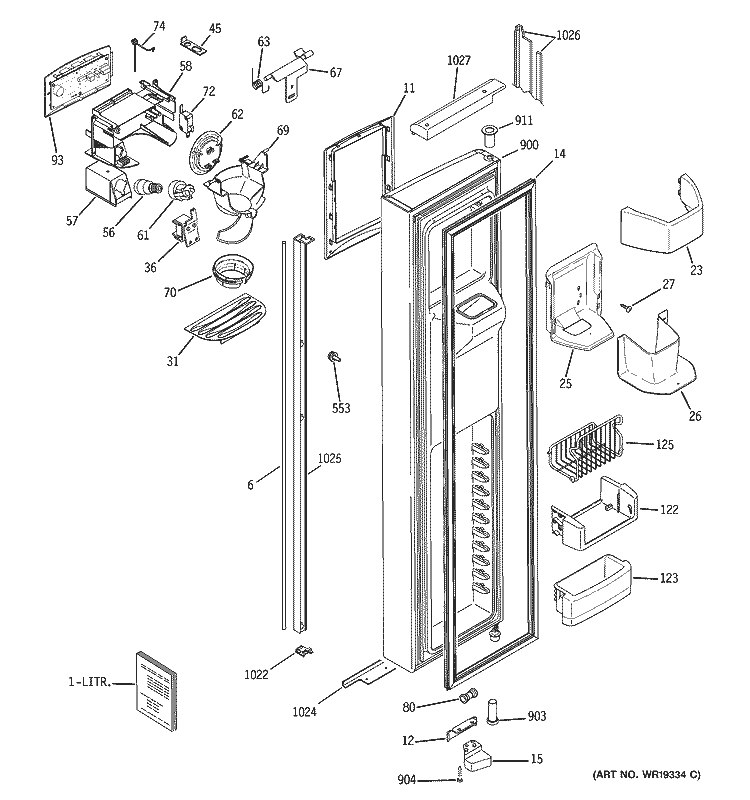 FREEZER DOOR Diagram and Parts List for PSI23MGPACC  General Electric Refrigerator