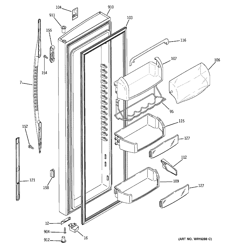 FRESH FOOD DOOR Diagram and Parts List for PSS27NGPACC  General Electric Refrigerator