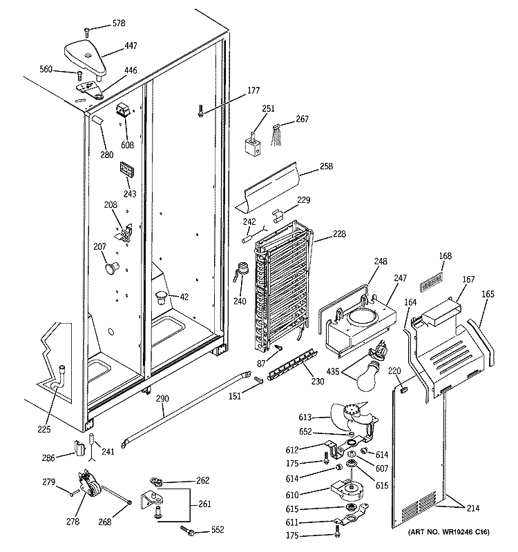 FREEZER SECTION Diagram and Parts List for RSG22IBPAFWW  General Electric Refrigerator