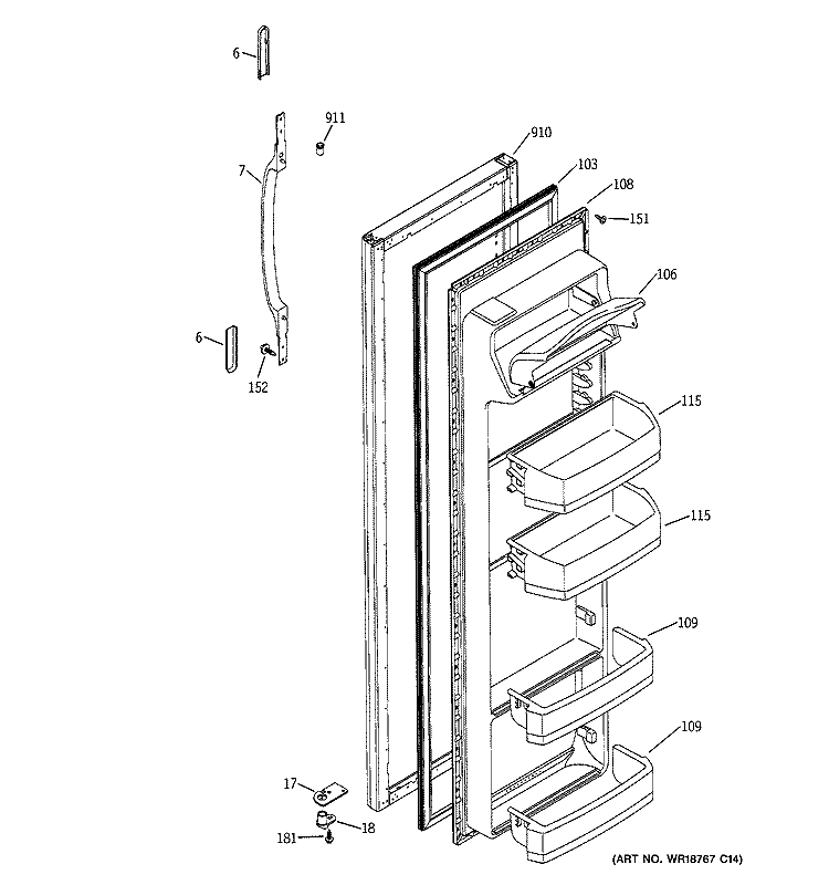FRESH FOOD DOOR Diagram and Parts List for HSS22DDMCWH  Hotpoint Refrigerator