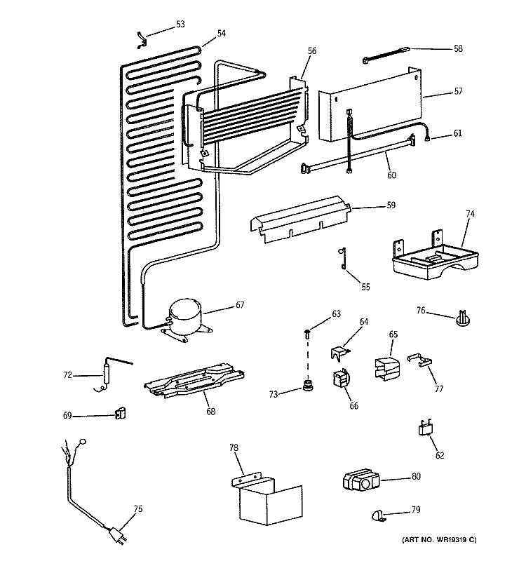 UNIT PARTS Diagram and Parts List for TBX10SNSARWH  General Electric Refrigerator