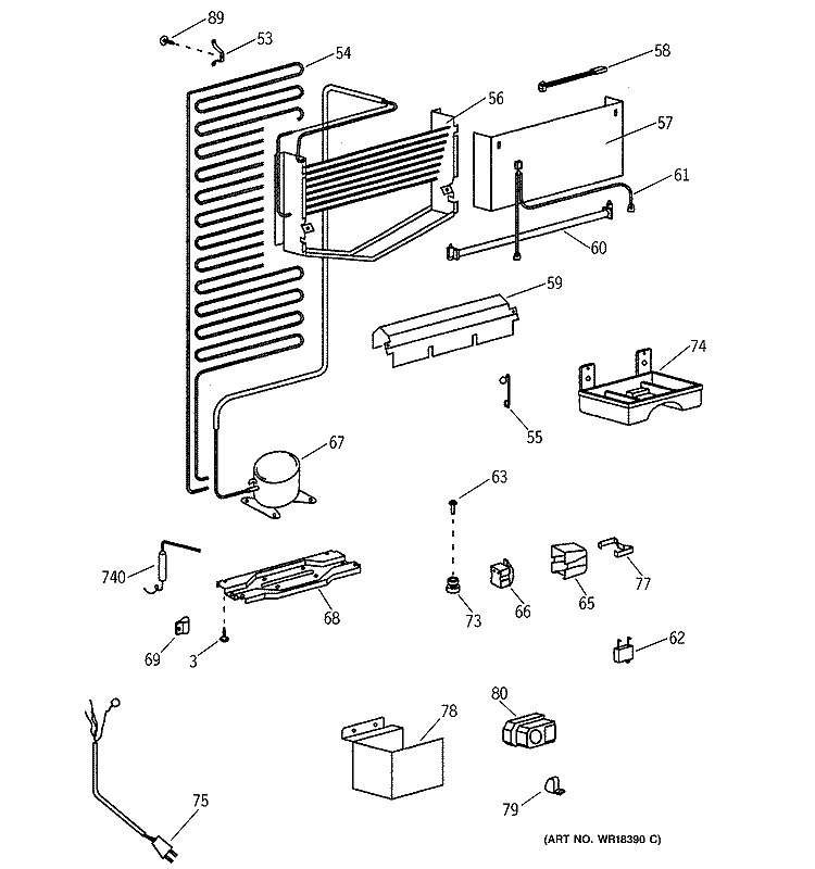 UNIT PARTS Diagram and Parts List for TBX10SNXARWH  General Electric Refrigerator