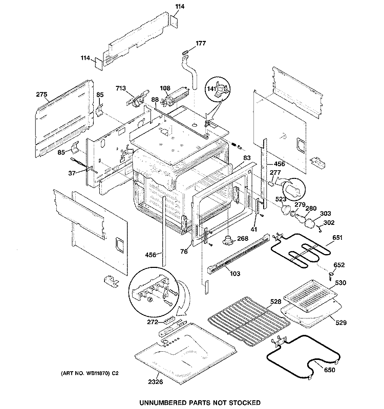 BODY PARTS Diagram and Parts List for JDP40WB2BB  General Electric Range