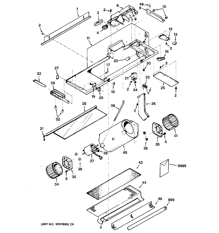 RANGE HOOD Diagram and Parts List for JV960SCBR  General Electric Range Hood