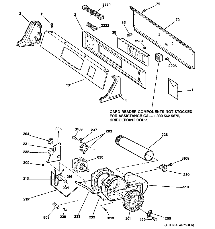 BACKSPLASH, BLOWER & MOTOR ASSEMBLY Diagram and Parts List for DNCJ440GA0WC  General Electric Dryer