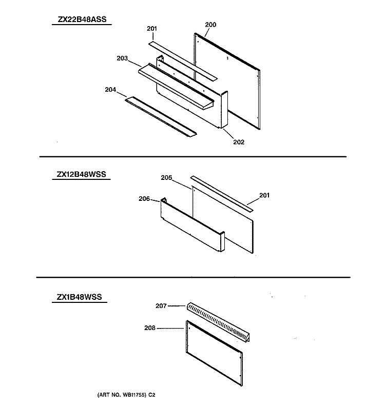 ACCESSORY BACKGUARD ASSEMBLY Diagram and Parts List for ZDP48N6RDSS  General Electric Range