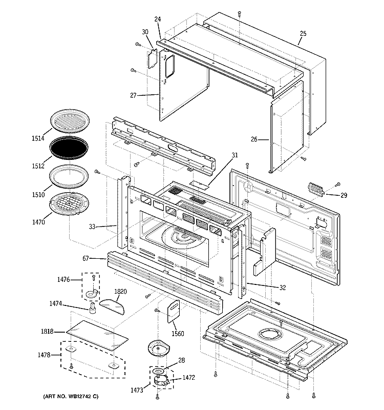 OVEN CAVITY PARTS Diagram and Parts List for ZSC2000FBB01  General Electric Microwave