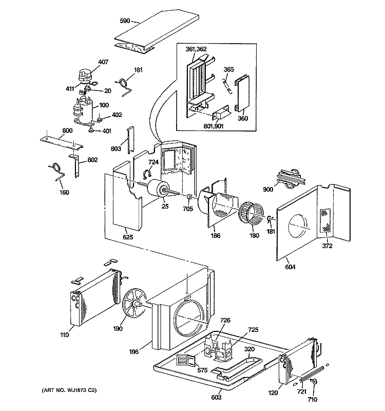 CHASSIS ASSEMBLY Diagram and Parts List for ACM15DAX1  General Electric Air Conditioner