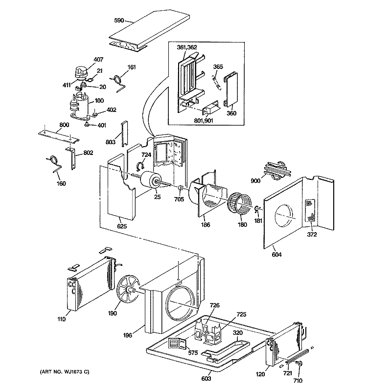 CHASSIS ASSEMBLY Diagram and Parts List for ACM24DAT1  General Electric Air Conditioner