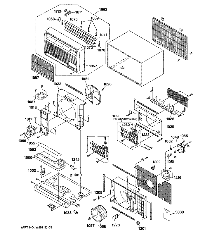 CABINET COMPONENTS Diagram and Parts List for AJEH12DCAM1  General Electric Air Conditioner