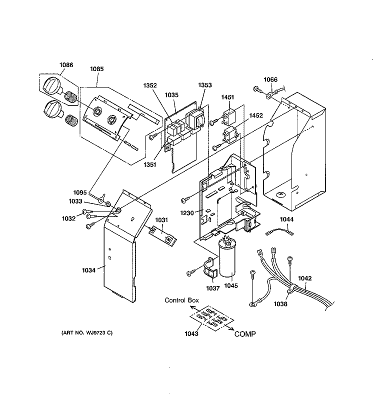 CONTROL PARTS Diagram and Parts List for AJEH12DCAM1  General Electric Air Conditioner
