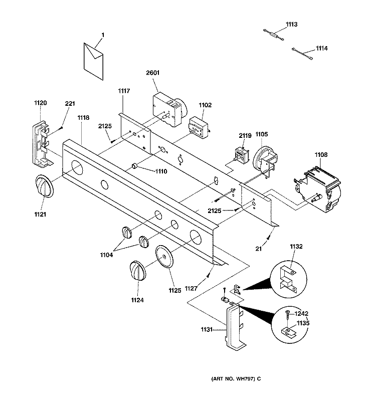 CONSOLE & CONTROLS Diagram and Parts List for WSM2700WCWWW  General Electric Washer Dryer Combo