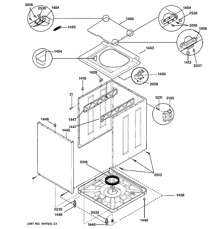 WASHER LOWER CABINET Diagram and Parts List for WSM2700WCWWW  General Electric Washer Dryer Combo
