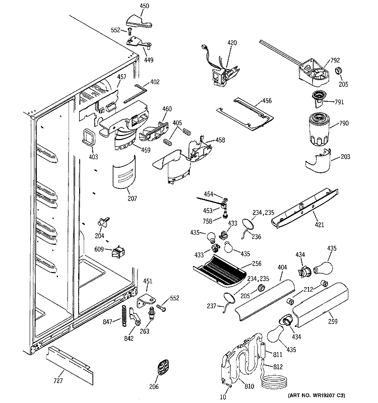 FRESH FOOD SECTION Diagram and Parts List for GSS25PSMFBS  General Electric Refrigerator