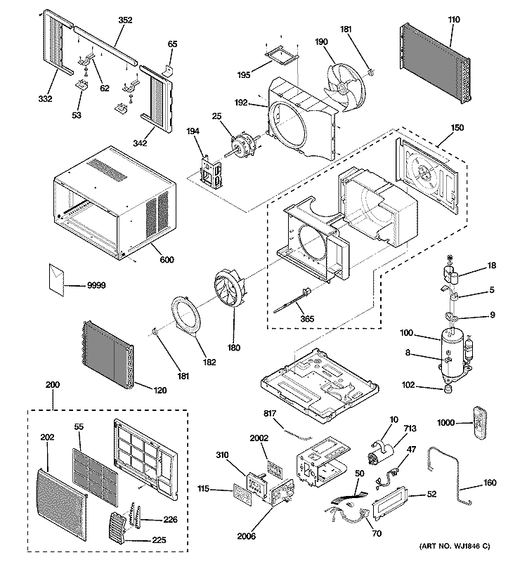 ROOM AIR CONDITIONER Diagram and Parts List for AGQ12DBG1  General Electric Air Conditioner