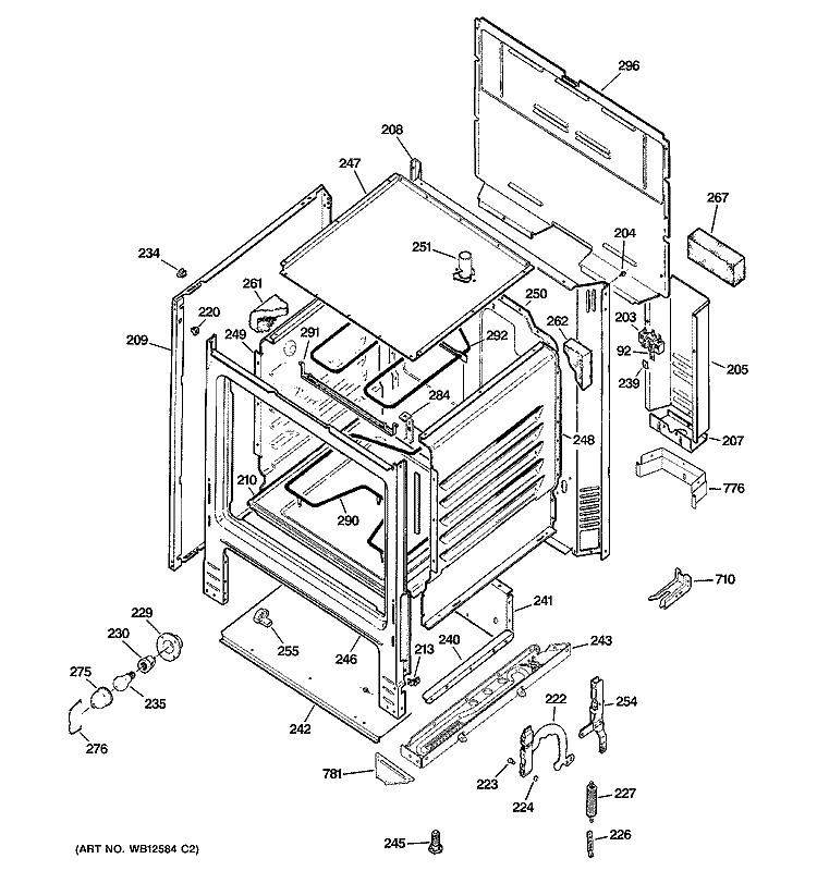 BODY PARTS Diagram and Parts List for JBS15F2WH  General Electric Range
