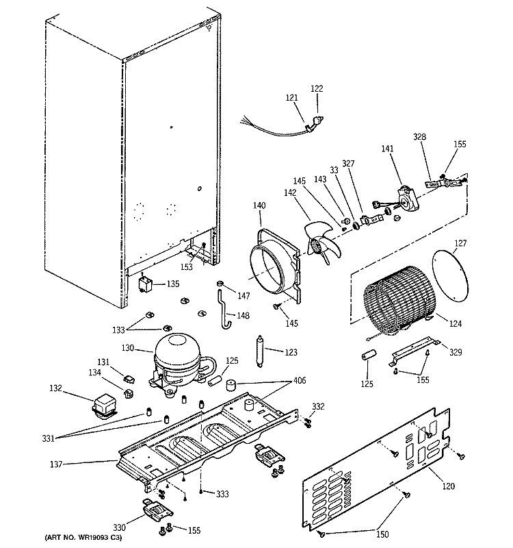 FREEZER DOOR Diagram and Parts List for PDS18SBMALBS  General Electric Refrigerator