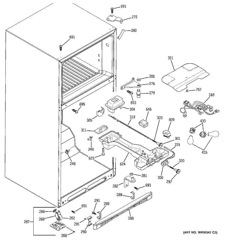 FRESH FOOD SECTION Diagram and Parts List for GTH18KBPARCC  General Electric Refrigerator