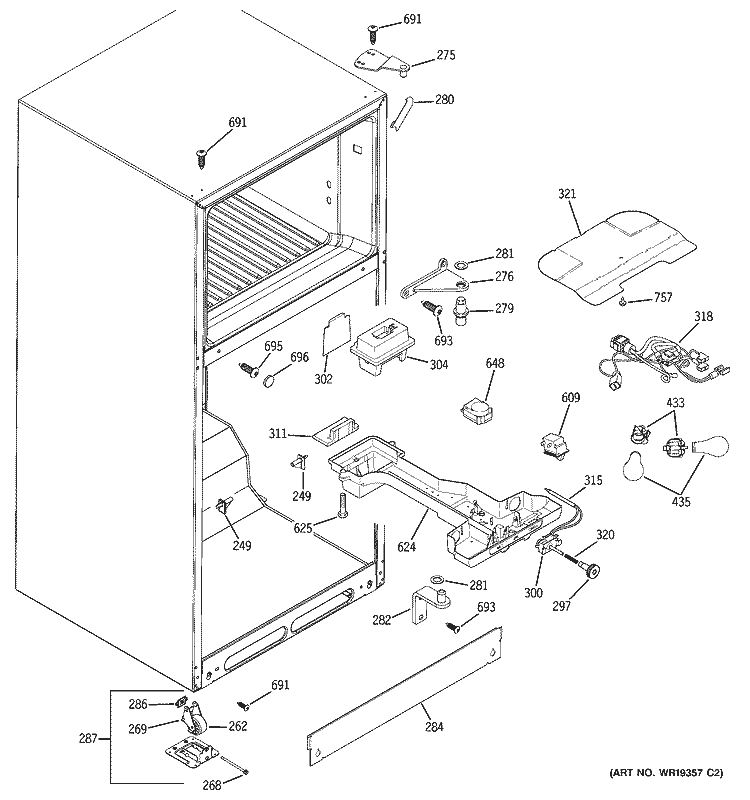 FRESH FOOD SECTION Diagram and Parts List for GTS18CBPARBB  General Electric Refrigerator
