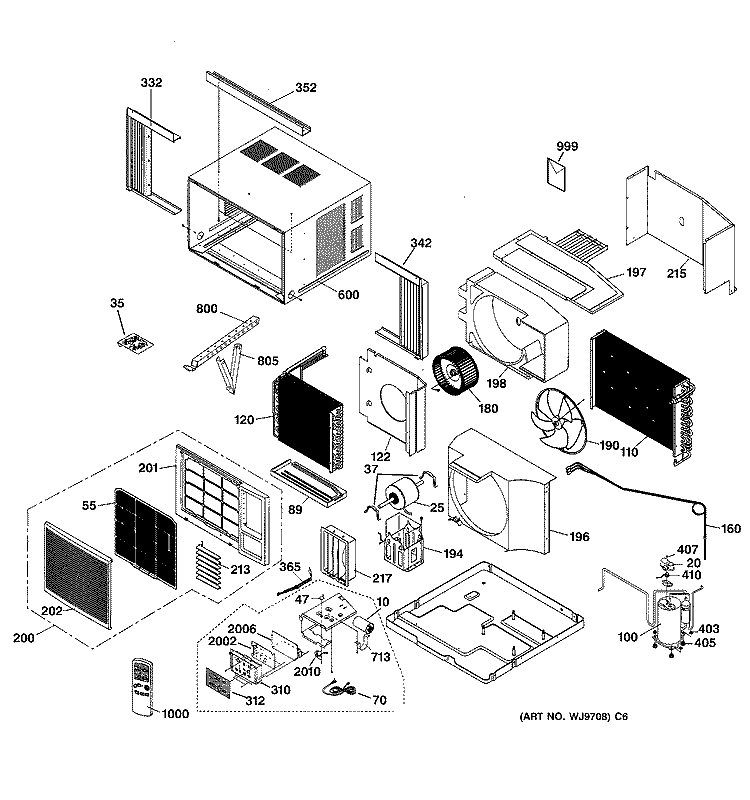 ROOM AIR CONDITIONER Diagram and Parts List for ASM14AAD1  General Electric Air Conditioner