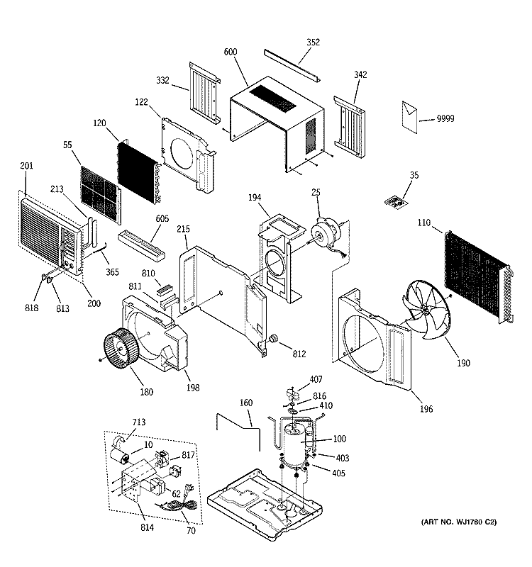 ROOM AIR CONDITIONER Diagram and Parts List for ASP05LCS1  General Electric Air Conditioner