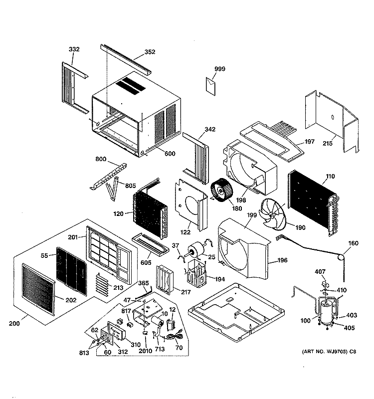 ROOM AIR CONDITIONER Diagram and Parts List for ASV24DAD1  General Electric Air Conditioner