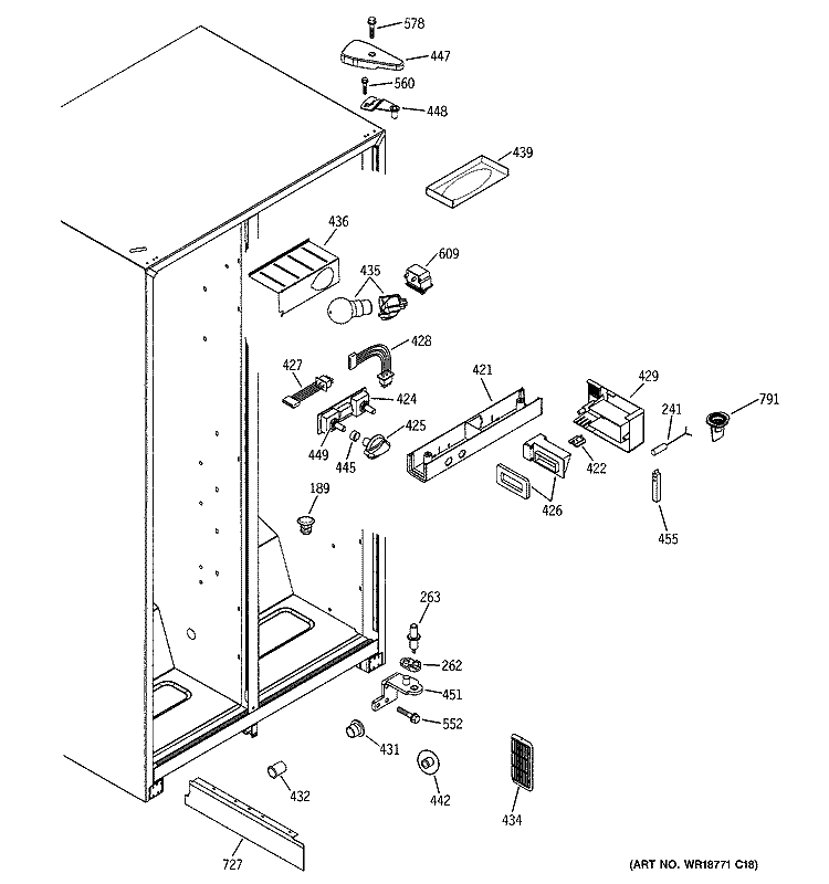 FRESH FOOD SECTION Diagram and Parts List for RSG22IBMBFWW  General Electric Refrigerator