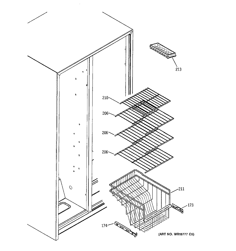 FREEZER SHELVES Diagram and Parts List for RSG22IBMDFWW  General Electric Refrigerator