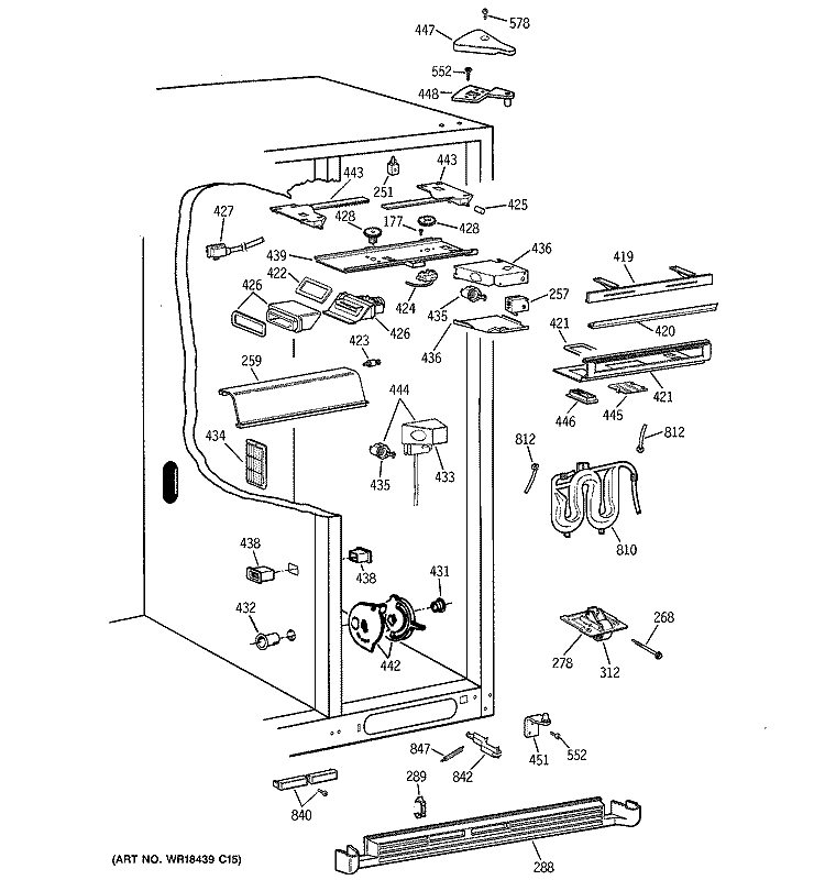 FRESH FOOD SECTION Diagram and Parts List for MSK28DHDAWW  General Electric Refrigerator
